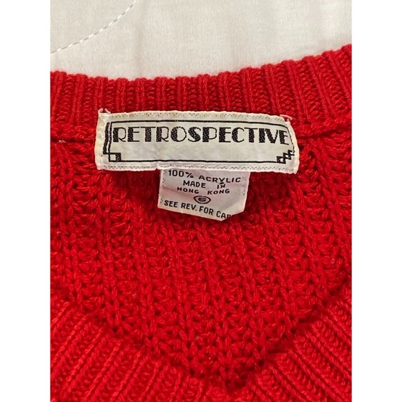 Retrospective Women's Size Small Red Knit Long Sleeve Sweater Vintage - Picture 3 of 6